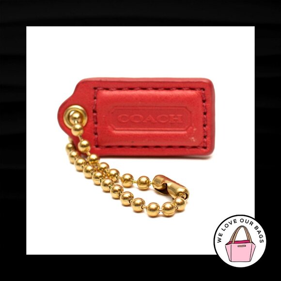 Coach Accessories - 1.5" Small COACH PINK LEATHER Brass Key Fob Bag Charm Keychain Hang Tag